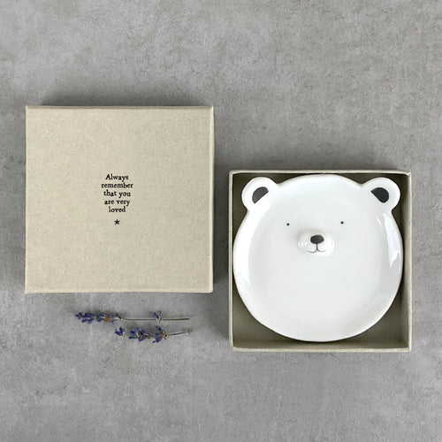 East of India Porcelain Bear Trinket Dish Gift Boxed 'Always remember you are very loved.'