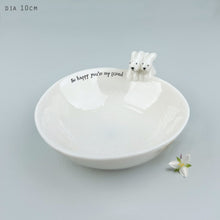 Load image into Gallery viewer, East of India Porcelain Dish with Bunnies &#39;So happy you&#39;re my friend&#39; Gift Boxed
