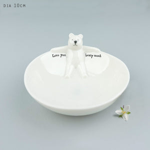 East of India Porcelain Bear Trinket Dish 'I love you beary much'