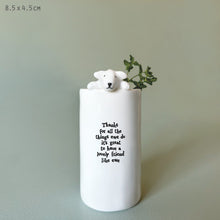 Load image into Gallery viewer, East of India Porcelain Sheep Vase &#39;Thanks for all the things ewe do ...&#39;