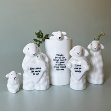 Load image into Gallery viewer, East of India Porcelain Sheep Vase &#39;Thanks for all the things ewe do ...&#39;