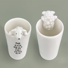 Load image into Gallery viewer, East of India Porcelain Sheep Vase &#39;Thanks for all the things ewe do ...&#39;