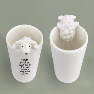 East of India Porcelain Sheep Vase 'Thanks for all the things ewe do ...'