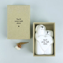 Load image into Gallery viewer, East of India White Porcelain Dog Couple Gift Boxed 'You'll never walk alone'