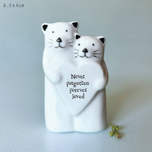 Load image into Gallery viewer, East of India White Porcelain Cat Couple Gift Boxed 'Never forgotten always loved'