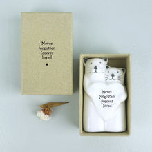 Load image into Gallery viewer, East of India White Porcelain Cat Couple Gift Boxed 'Never forgotten always loved'