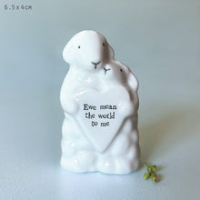 Load image into Gallery viewer, East of India White Porcelain Sheep Couple Gift Boxed 'Ewe mean the world to me.'