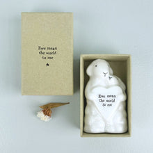 Load image into Gallery viewer, East of India White Porcelain Sheep Couple Gift Boxed 'Ewe mean the world to me.'