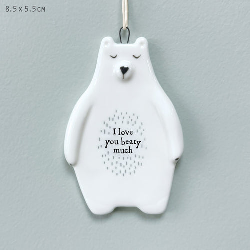 East of India White Porcelain Bear 'I love you beary much'.