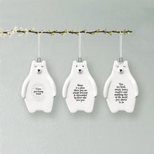 Load image into Gallery viewer, East of India White Porcelain Bear &#39;You are kind, smart, brave, creative and anything else .....&#39;