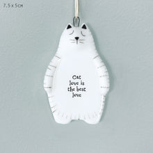 Load image into Gallery viewer, East of India White Porcelain Cat &#39;Cat love is the best love&#39;