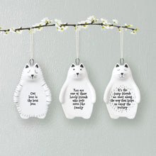 Load image into Gallery viewer, East of India White Porcelain Cat 'You are one of those lovely friends who feels more like family'.