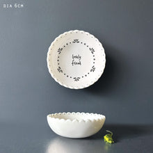 Load image into Gallery viewer, East of India Small Scalloped Porcelain Bowl Lovely Friend