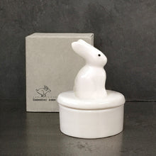 Load image into Gallery viewer, East of India Porcelain Bunny Trinket Pot in Gift Box 'Remember some bunny loves you'