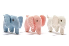 Load image into Gallery viewer, Knitted White Organic Cotton Elephant Baby Rattle
