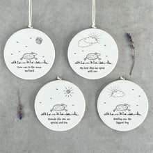 Load image into Gallery viewer, East of India Porcelain Hanging Bauble Decoration 'Friends like ewe are special and few'