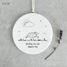 Load image into Gallery viewer, East of India Porcelain Hanging Bauble Decoration 'Sending ewe the biggest hug'