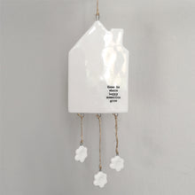 Load image into Gallery viewer, East of India Porcelain Hanging House Mobile &#39;Home is where happy memories grow&#39;
