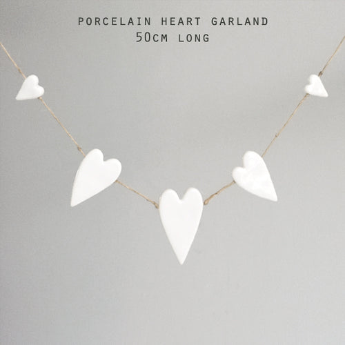 East of India Porcelain Mini Heart Garland in Gift Box