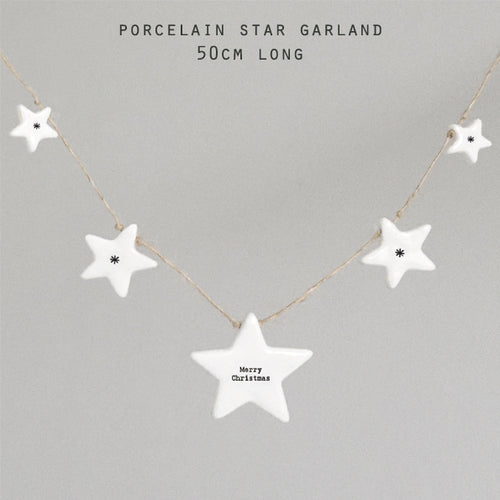 Porcelain Mini Star Merry Christmas Garland in Gift Box