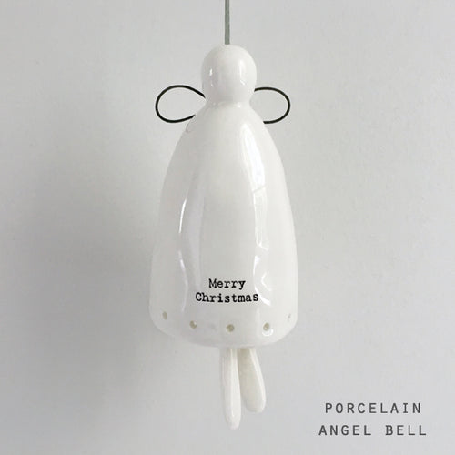 Porcelain Hanging Merry Christmas Angel Bell in Gift Box East of India