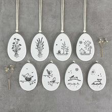Load image into Gallery viewer, Porcelain Flat Hanging Egg with message &#39;Ewe are my sunshine&#39;