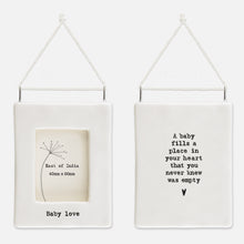 Load image into Gallery viewer, East of India Porcelain Miniature Open Frame &#39;A baby fills your heart....&#39;
