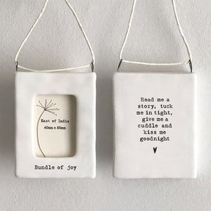 Read me a story, tuck me in tight ....' East of India Porcelain Miniature Open Frame