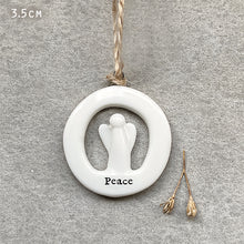 Load image into Gallery viewer, East of India Porcelain Cut Out Angel Hanger &#39;Peace&#39;