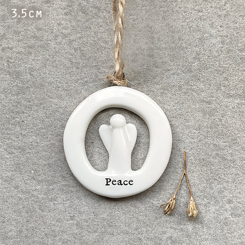East of India Porcelain Cut Out Angel Hanger 'Peace'