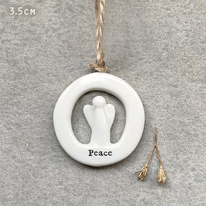 East of India Porcelain Cut Out Angel Hanger 'Peace'