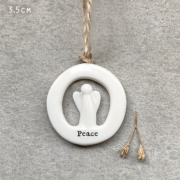 East of India Porcelain Cut Out Angel Hanger 'Peace'