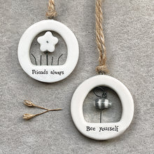 Load image into Gallery viewer, East of India Porcelain Cut Out Hanger 'Bee yourself'