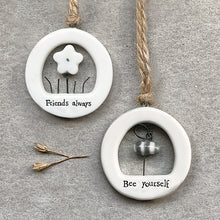 Load image into Gallery viewer, East of India Porcelain Cut Out Hanger Friends always