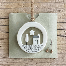 Load image into Gallery viewer, East of India Porcelain Cut Out Hanger 'It's not whats under the tree that matters ....