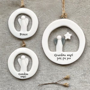 East of India Porcelain Cut Out Angel Hanger 'Guardian Angel just for you'