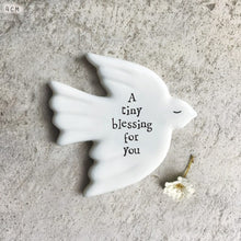 Load image into Gallery viewer, East of India Tiny Porcelain Dove Sentiment Token