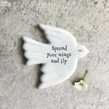 Load image into Gallery viewer, East of India Tiny Porcelain Dove Sentiment Token