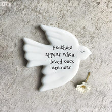 Load image into Gallery viewer, East of India Tiny Porcelain Dove Sentiment Token