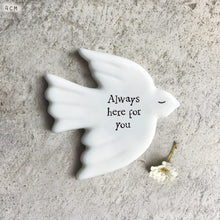 Load image into Gallery viewer, East of India Tiny Porcelain Dove Sentiment Token