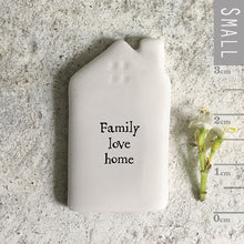 Load image into Gallery viewer, East of India Tiny Porcelain House Shape Sentiment Token