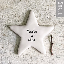 Load image into Gallery viewer, East of India Tiny Porcelain Star Sentiment Token