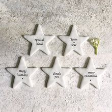 Load image into Gallery viewer, East of India Tiny Porcelain Star Sentiment Token