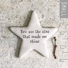 Load image into Gallery viewer, East of India Tiny Porcelain Star Sentiment Token