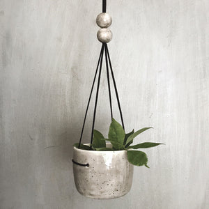 Rustic Ceramic Hanging Planter with Speckled Wash Gift Boxed