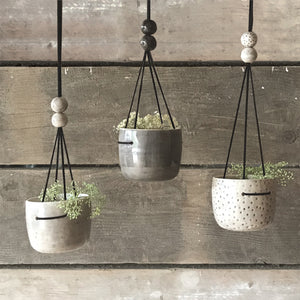 Rustic Ceramic Hanging Planter with Black Wash Gift Boxed