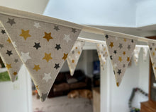 Load image into Gallery viewer, Handmade Rustic Star Linen Style Star Bunting