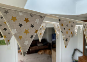 Handmade Rustic Star Linen Style Star Bunting