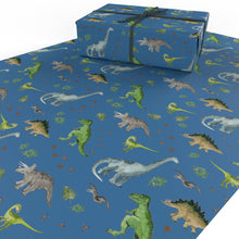 Load image into Gallery viewer, Childrens Blue Dinosaurs  • ECO Friendly  • UK Made Wrapping Paper
