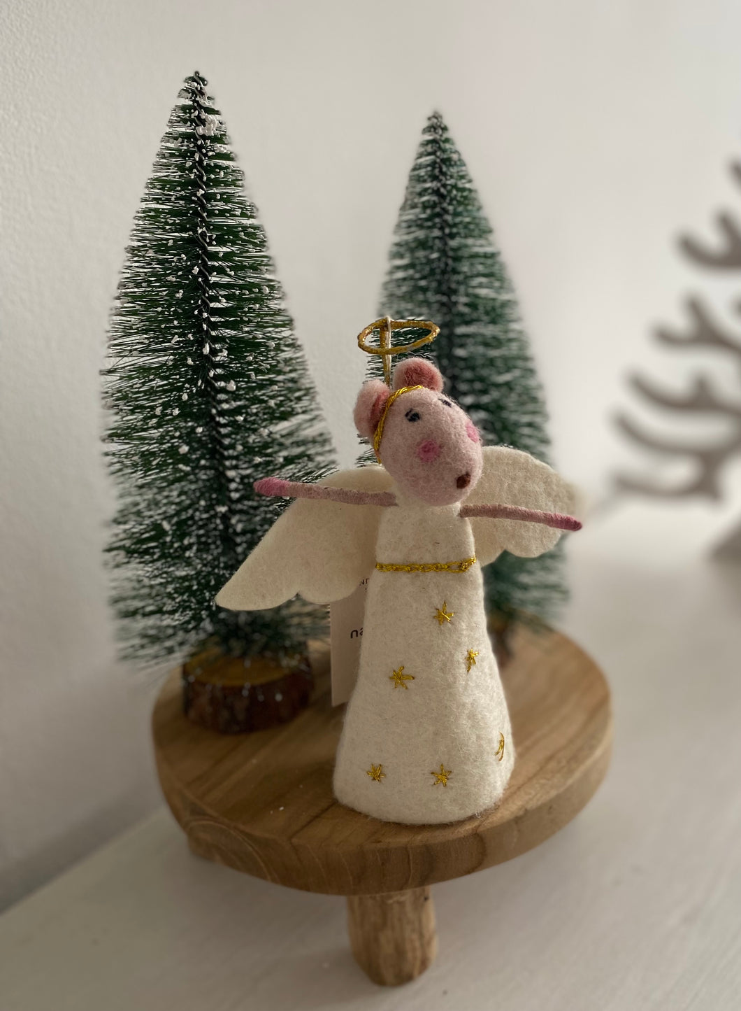 Wool Felt Angel Mouse Tree Topper